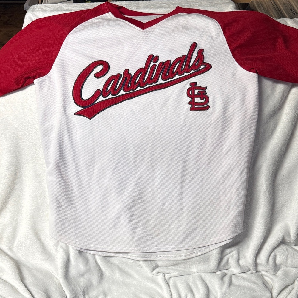 Cardinals Red and White Baseball Jersey warmup
